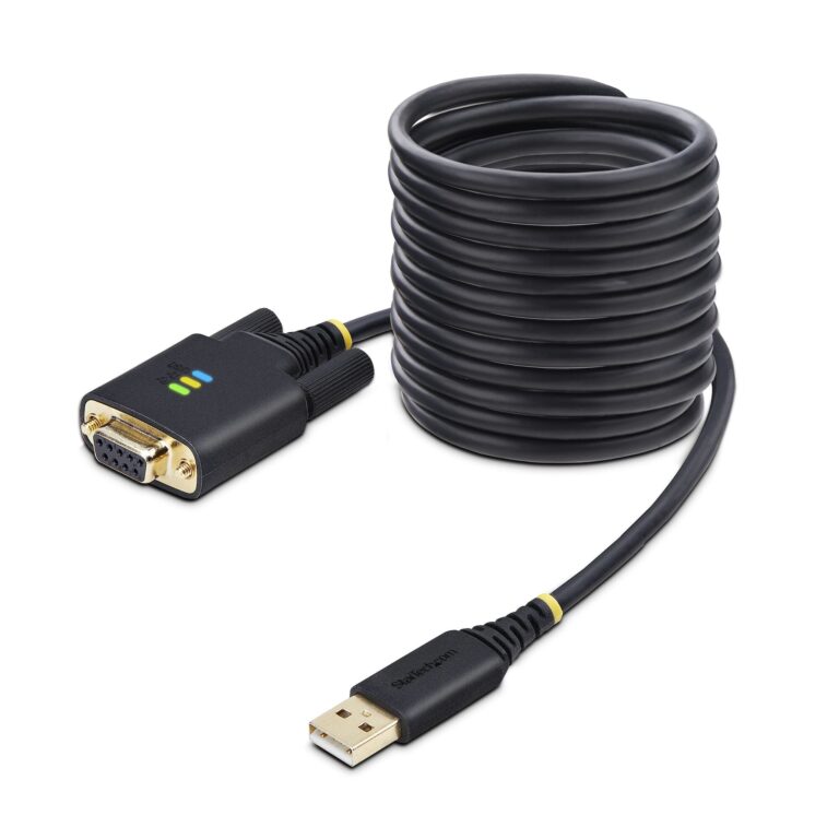 StarTech.com 10ft (3m) USB to Null Modem Serial Adapter Cable, Interchangeable DB9 Screws/Nuts, COM Retention, USB-A to – Rugged TPE Construction
