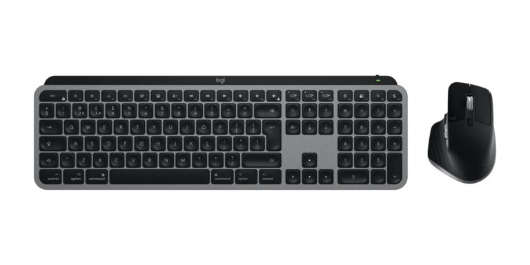 Logitech Master MX Keys S Combo for Mac keyboard Mouse included Home/Office RF Wireless + Bluetooth QWERTY UK English Aluminium, Black
