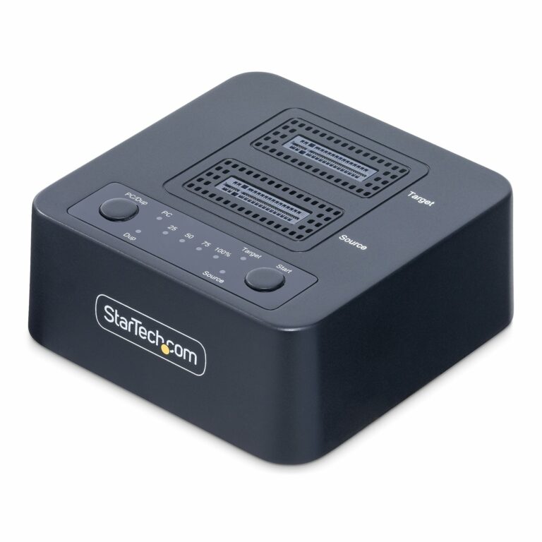 StarTech.com 1:1 M.2 NVMe Drive Duplicator, Standalone M.2 SSD Cloner/Copier up to 90GBpm, USB 3.2 20Gbps M.2 Dual-Bay Drive Dock, USB-C/A Cables