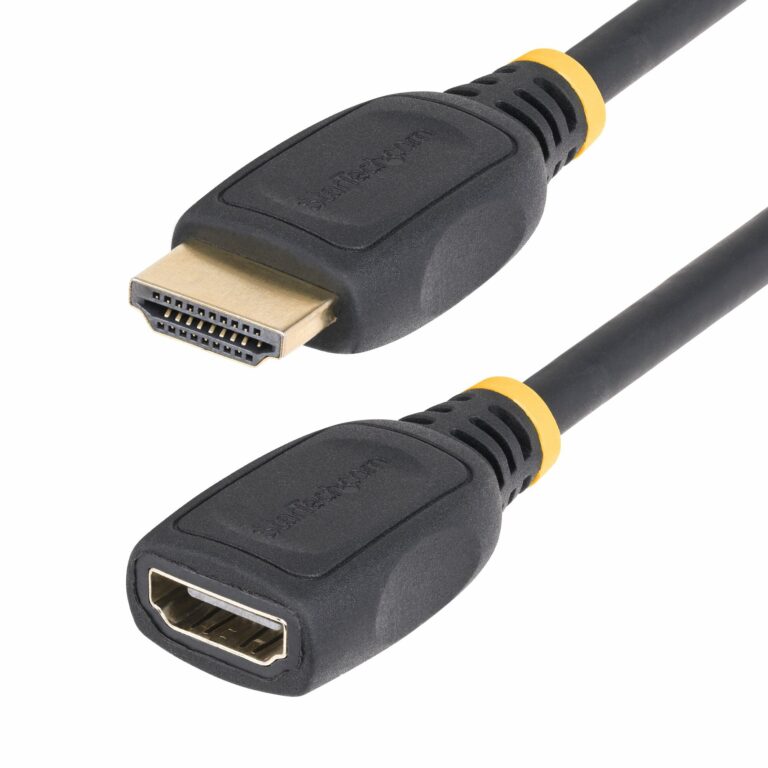 StarTech.com 18in (50cm) HDMI 2.0 Extension Cable, High Speed HDMI Port Saver Cable, 4K 60Hz, HDMI Male to Female Extension Adapter Cord, HDMI