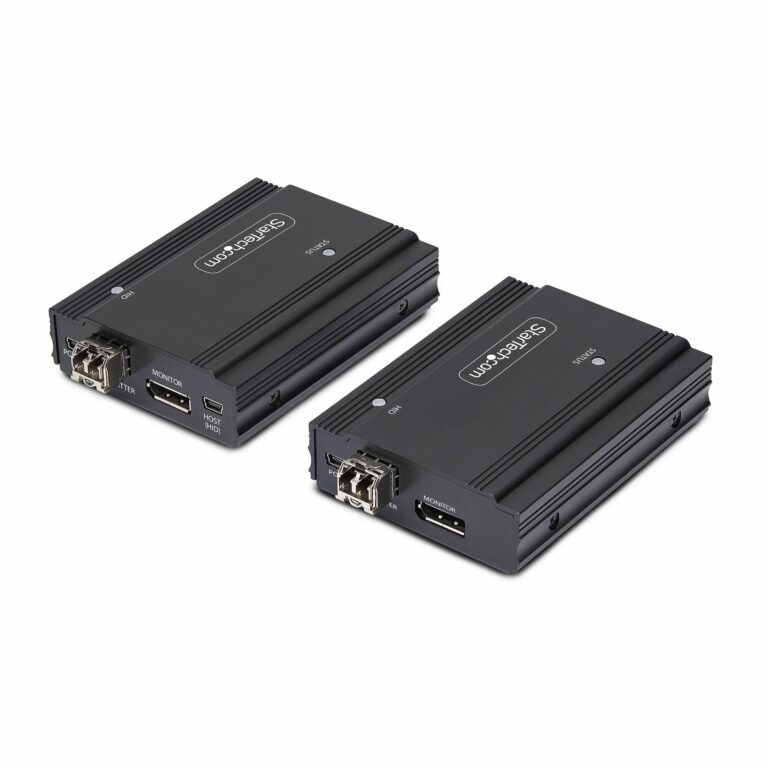 StarTech.com DisplayPort KVM Extender over Fiber Optic, 4K 60Hz, Console Extender Kit, Up to 984ft/300m (Multi-mode) with Pre-installed SFP+ – TAA