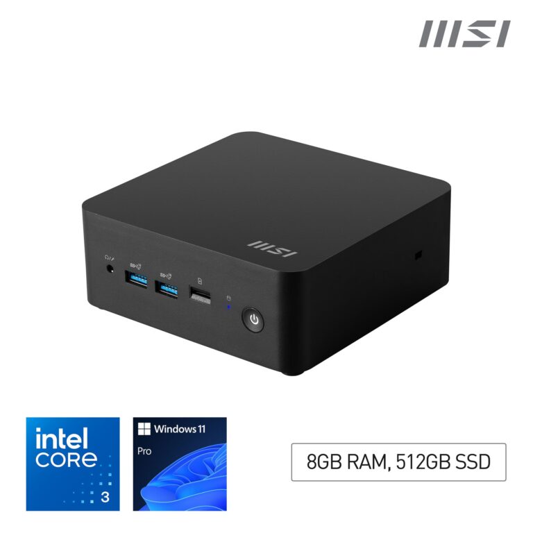 MSI Cubi NUC 1M Intel Core 3 100U Desktop PC, NUC, SFF, Mini Computer, HTPC, (8GB RAM, 512GB Storage, Windows 11 – NUC 1M i3 100U FS 8GB 512GB W11P
